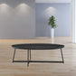 47" Black Wood And Metal Oval Frame Coffee Table
