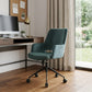 Blue and Black Adjustable Swivel Fabric Rolling Office Chair