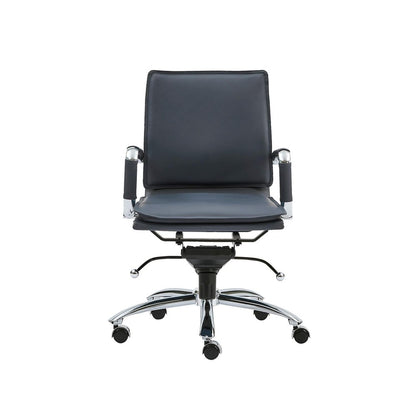 Blue and Silver Adjustable Swivel Faux Leather Rolling Conference Office Chair
