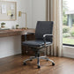 Blue and Silver Adjustable Swivel Faux Leather Rolling Conference Office Chair