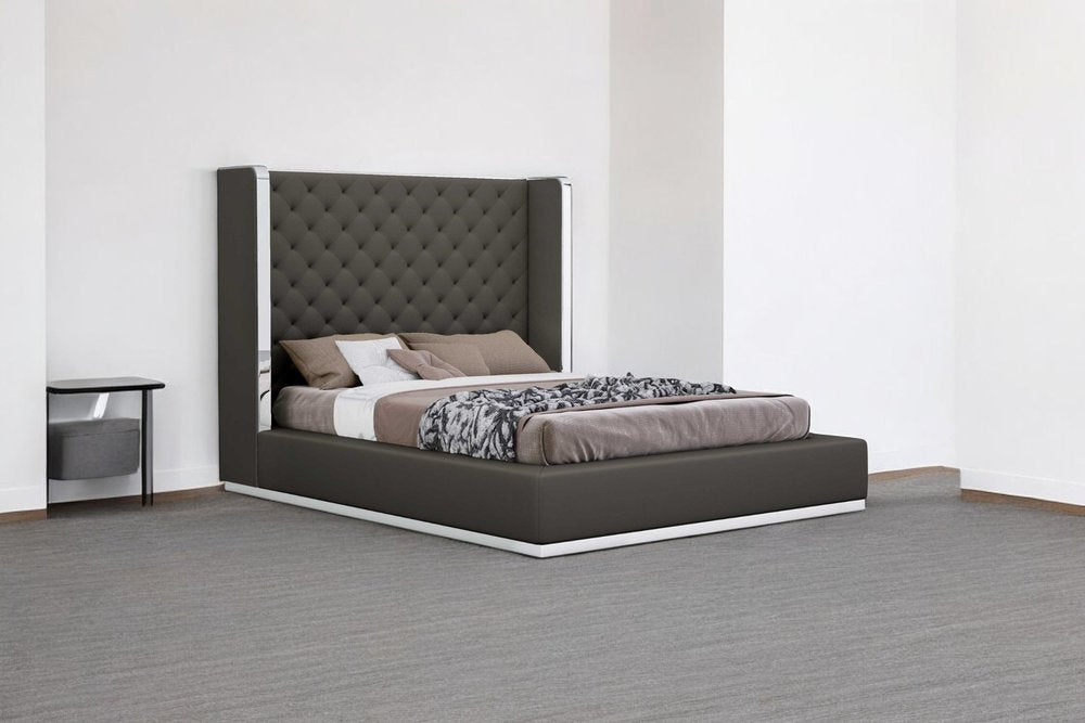 75 X 91 X 60 Dark Grey Queen Bed