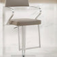 21 " Taupe And Silver Stainless Steel Bar Chair