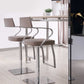 21 " Taupe And Silver Stainless Steel Bar Chair