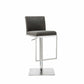 Dark Gray and Silver Faux Leather And Steel Adjustable Bar Chair