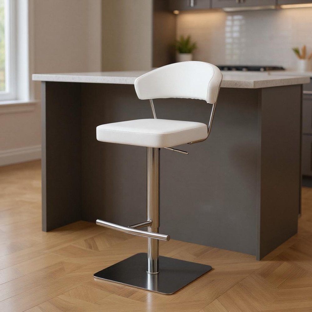 20 " White And Silver Stainless Steel Bar Chair