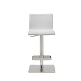 White And Silver Faux Leather And Steel Counter Height Bar Chair