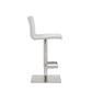 White And Silver Faux Leather And Steel Counter Height Bar Chair