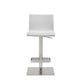White And Silver Faux Leather And Steel Counter Height Bar Chair