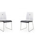 Set of Two Black and Silver Upholstered Faux Leather Dining Side Chairs