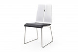 Set of Two Black and Silver Upholstered Faux Leather Dining Side Chairs