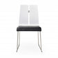 Set of Two Black and Silver Upholstered Faux Leather Dining Side Chairs