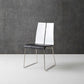 Set of Two Black and Silver Upholstered Faux Leather Dining Side Chairs