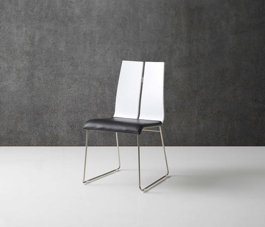Set of Two Black and Silver Upholstered Faux Leather Dining Side Chairs