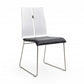 Set of Two Black and Silver Upholstered Faux Leather Dining Side Chairs