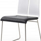 Set of Two Black and Silver Upholstered Faux Leather Dining Side Chairs