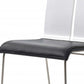 Set of Two Black and Silver Upholstered Faux Leather Dining Side Chairs