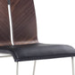 Set of Two Black and Silver Upholstered Faux Leather Dining Side Chairs
