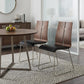 Set of Two Black and Silver Upholstered Faux Leather Dining Side Chairs