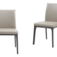 Set of Two Taupe and Gray Upholstered Faux Leather Dining Side Chairs