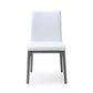 Set of Two White and Gray Upholstered Faux Leather Dining Side Chairs