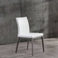 Set of Two White and Gray Upholstered Faux Leather Dining Side Chairs
