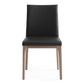 Set of Two Black and Brown Upholstered Faux Leather Dining Side Chairs
