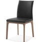 Set of Two Black and Brown Upholstered Faux Leather Dining Side Chairs