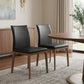 Set of Two Black and Brown Upholstered Faux Leather Dining Side Chairs