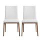 Set of Two White and Brown Upholstered Faux Leather Dining Side Chairs