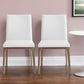 Set of Two White and Brown Upholstered Faux Leather Dining Side Chairs