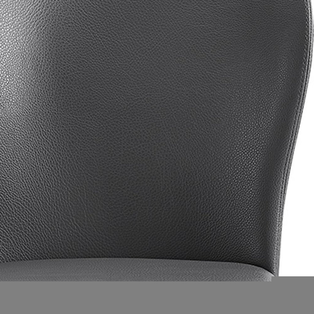 Set of Two Gray Upholstered Faux Leather Dining Side Chairs
