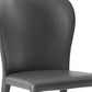 Set of Two Gray Upholstered Faux Leather Dining Side Chairs