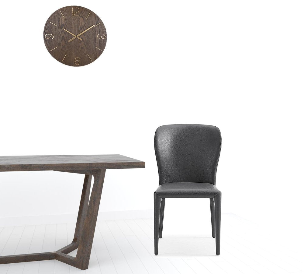 Set of Two Gray Upholstered Faux Leather Dining Side Chairs