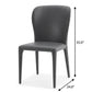 Set of Two Gray Upholstered Faux Leather Dining Side Chairs