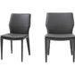Set of Two Gray Slipcovered Upholstered Faux Leather Dining Side Chairs