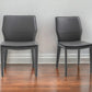 Set of Two Gray Slipcovered Upholstered Faux Leather Dining Side Chairs