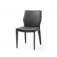 Set of Two Gray Slipcovered Upholstered Faux Leather Dining Side Chairs