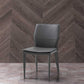 Set of Two Gray Slipcovered Upholstered Faux Leather Dining Side Chairs