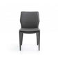 Set of Two Gray Slipcovered Upholstered Faux Leather Dining Side Chairs