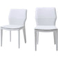 Set of Two White Slipcovered Upholstered Faux Leather Dining Side Chairs