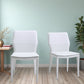 Set of Two White Slipcovered Upholstered Faux Leather Dining Side Chairs