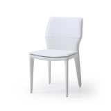 Set of Two White Slipcovered Upholstered Faux Leather Dining Side Chairs