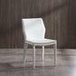 Set of Two White Slipcovered Upholstered Faux Leather Dining Side Chairs