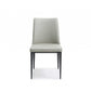 Set of Two Gray and Black Upholstered Faux Leather Dining Side Chairs
