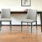Set of Two Gray and Black Upholstered Faux Leather Dining Side Chairs