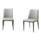 Set of Two Gray and Black Upholstered Faux Leather Dining Side Chairs