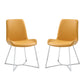 Set of Two Orange and Silver Upholstered Dining Side Chairs