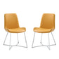 Set of Two Orange and Silver Upholstered Dining Side Chairs