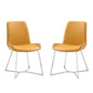 Set of Two Orange and Silver Upholstered Dining Side Chairs