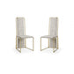 Set of Two Beige and Gold Upholstered Dining Side Chairs